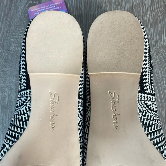 NWT Skechers Air Cooled Memory Foam Cleo Knit Skimmer Flats Black and Wh… - Picture 11 of 16